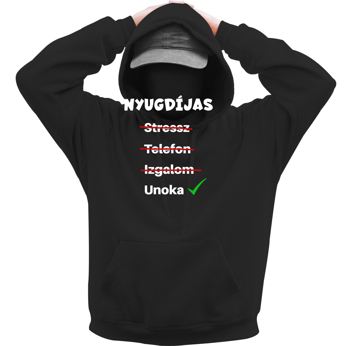 Kapucnis belebújós pulóver