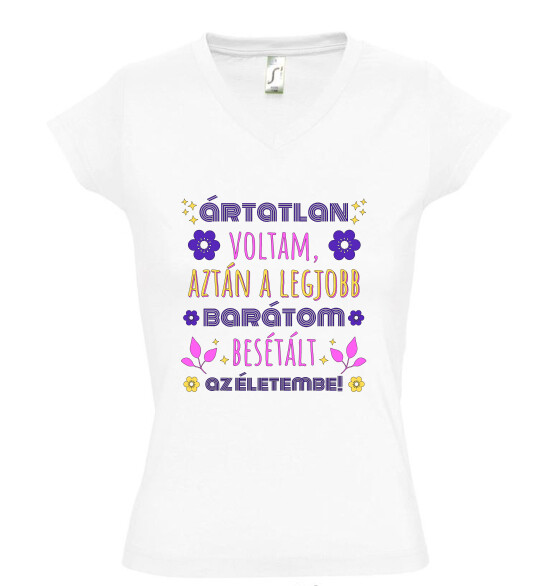 Női V nyakú póló