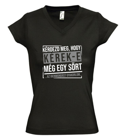 Női V nyakú póló