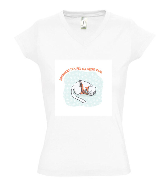 Női V nyakú póló