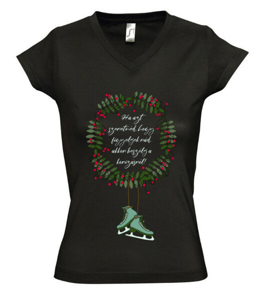 Női V nyakú póló