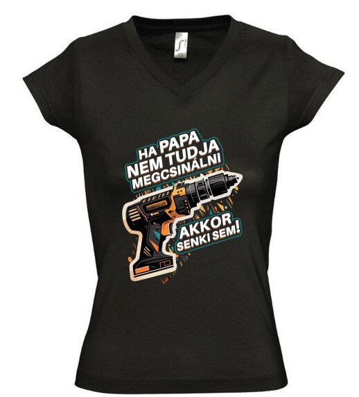 Női V nyakú póló