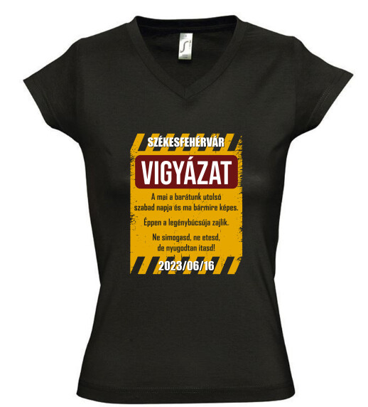 Női V nyakú póló