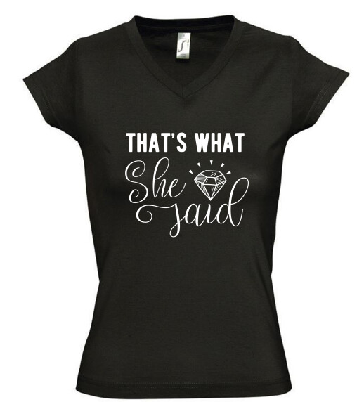 Női V nyakú póló