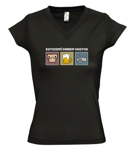 Női V nyakú póló