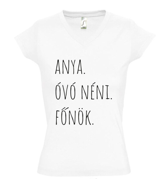 Női V nyakú póló