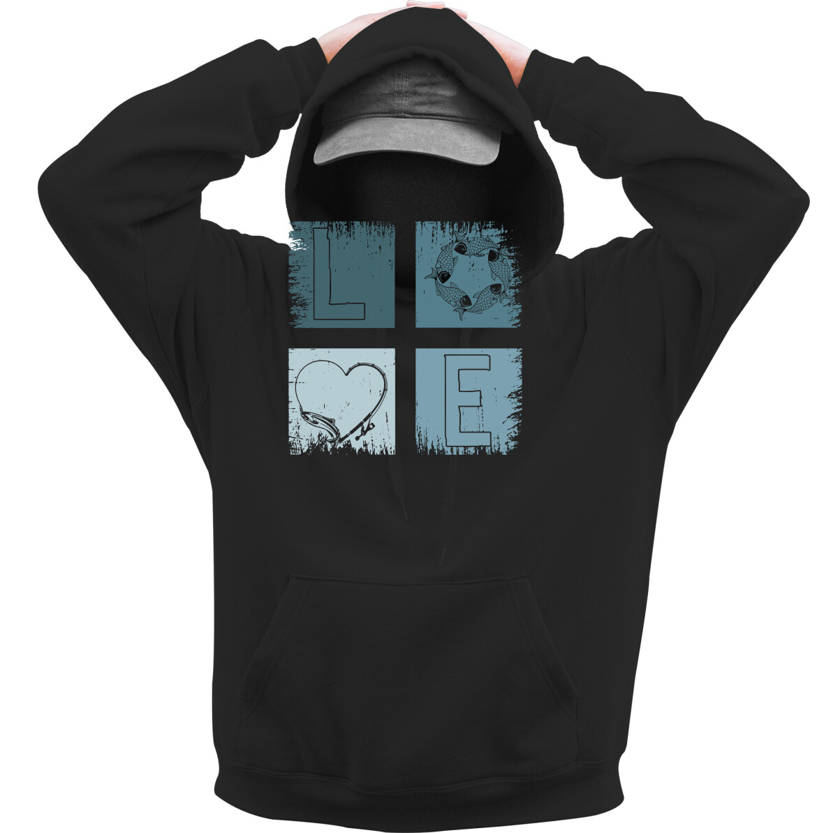 Kapucnis belebújós pulóver