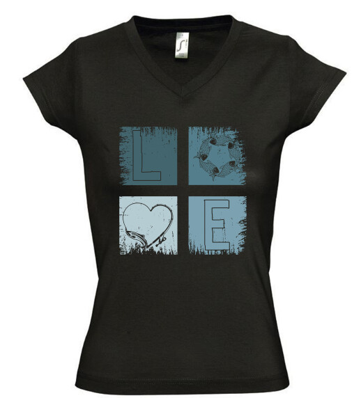 Női V nyakú póló