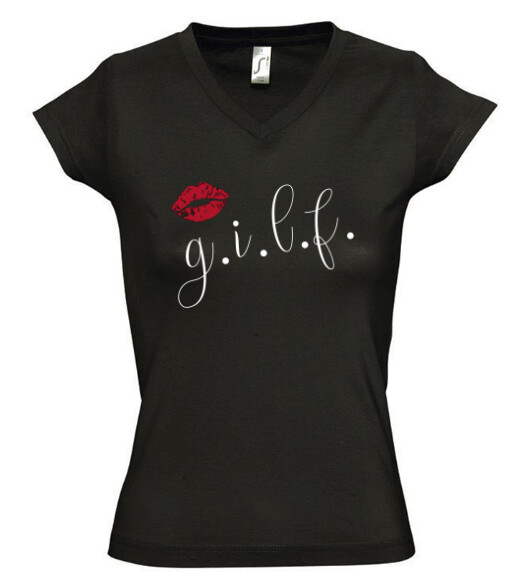 Női V nyakú póló