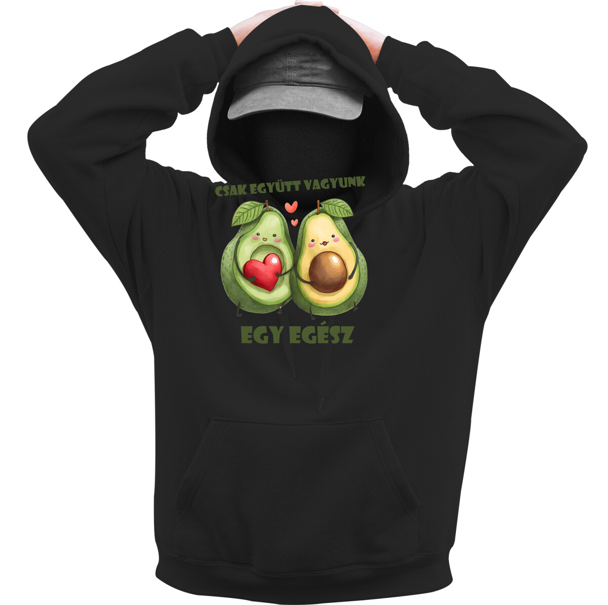 Kapucnis belebújós pulóver