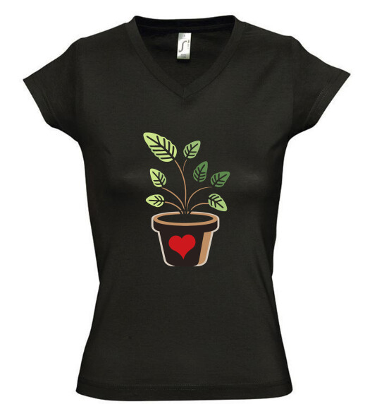 Női V nyakú póló