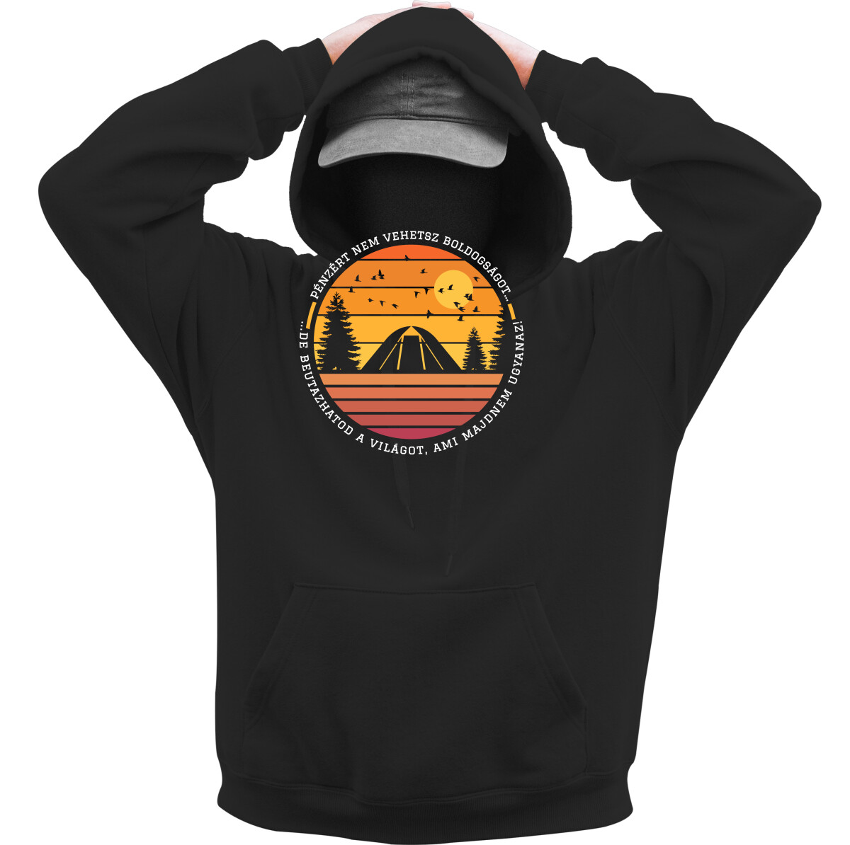 Kapucnis belebújós pulóver