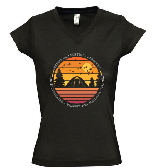 Női V nyakú póló