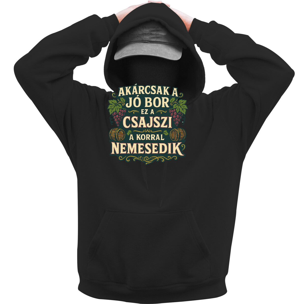 Kapucnis belebújós pulóver