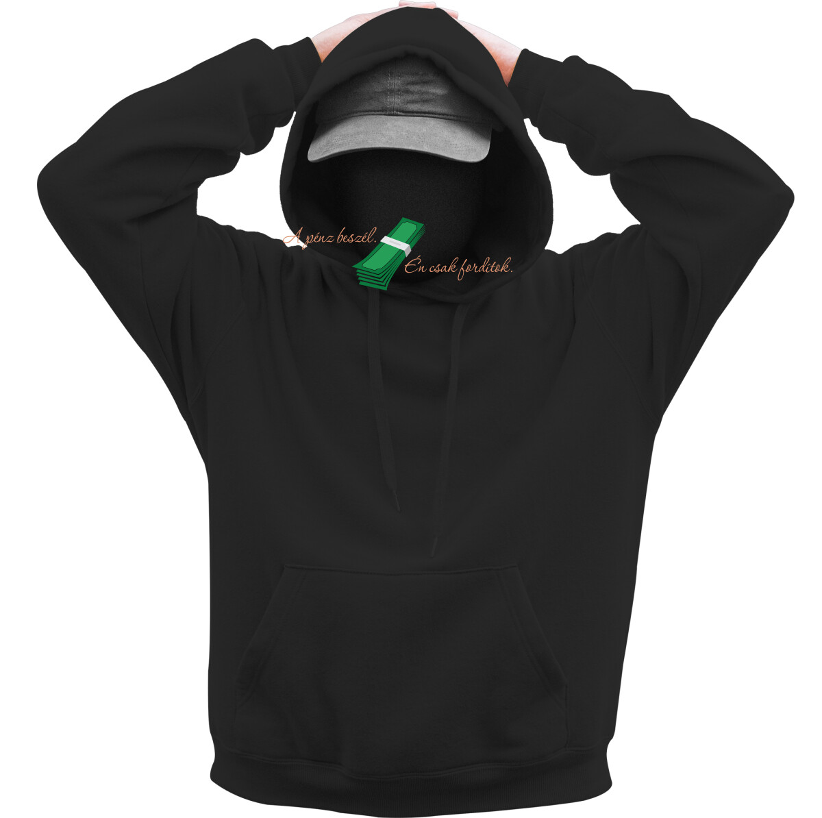 Kapucnis belebújós pulóver