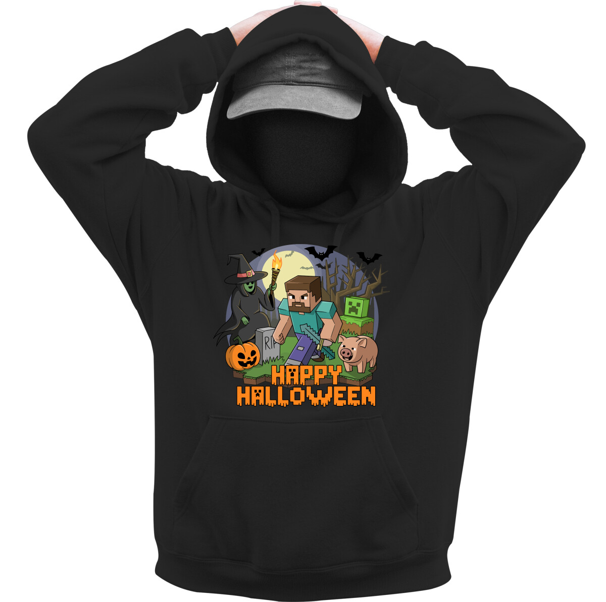 Kapucnis belebújós pulóver