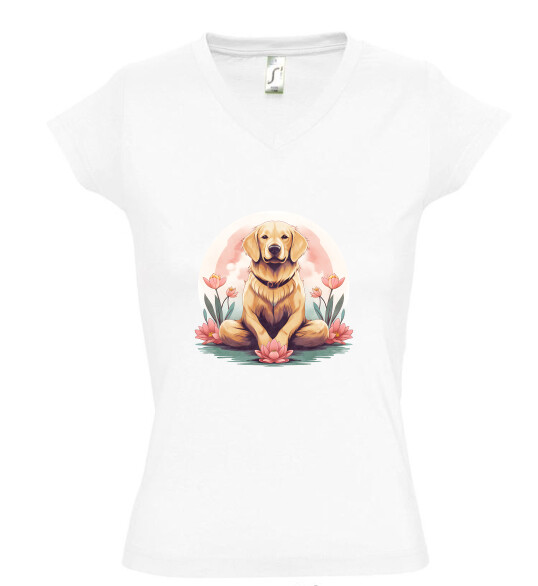 Női V nyakú póló