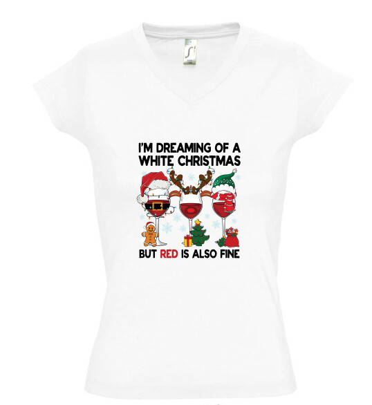 Női V nyakú póló