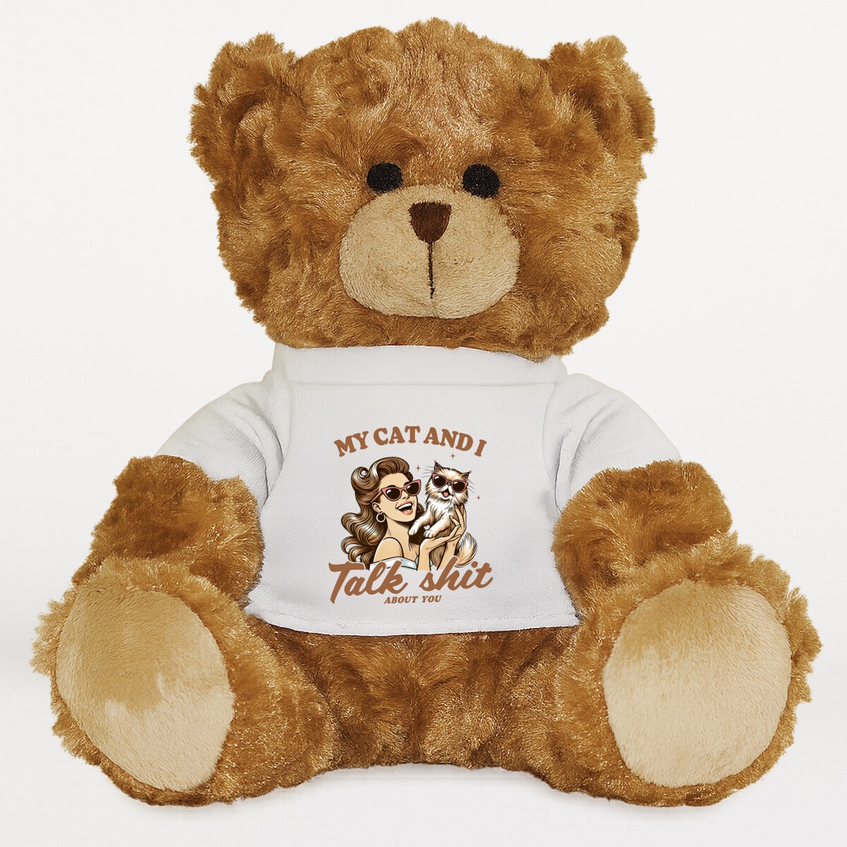 Plüssmaci egyedi pólóval