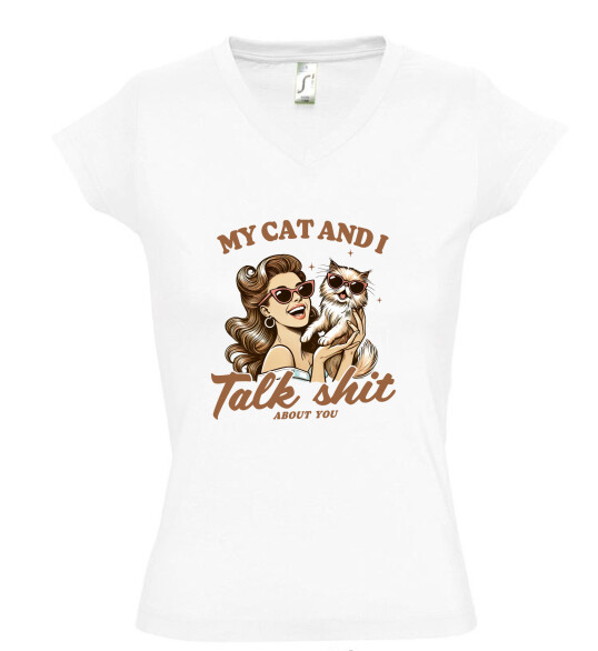 Női V nyakú póló