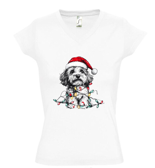 Női V nyakú póló