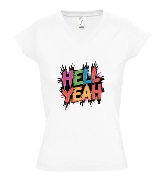 Női V nyakú póló
