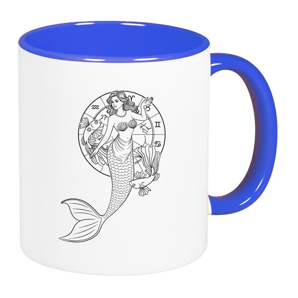 Színes fülű és belsejű bögre