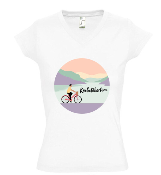 Női V nyakú póló