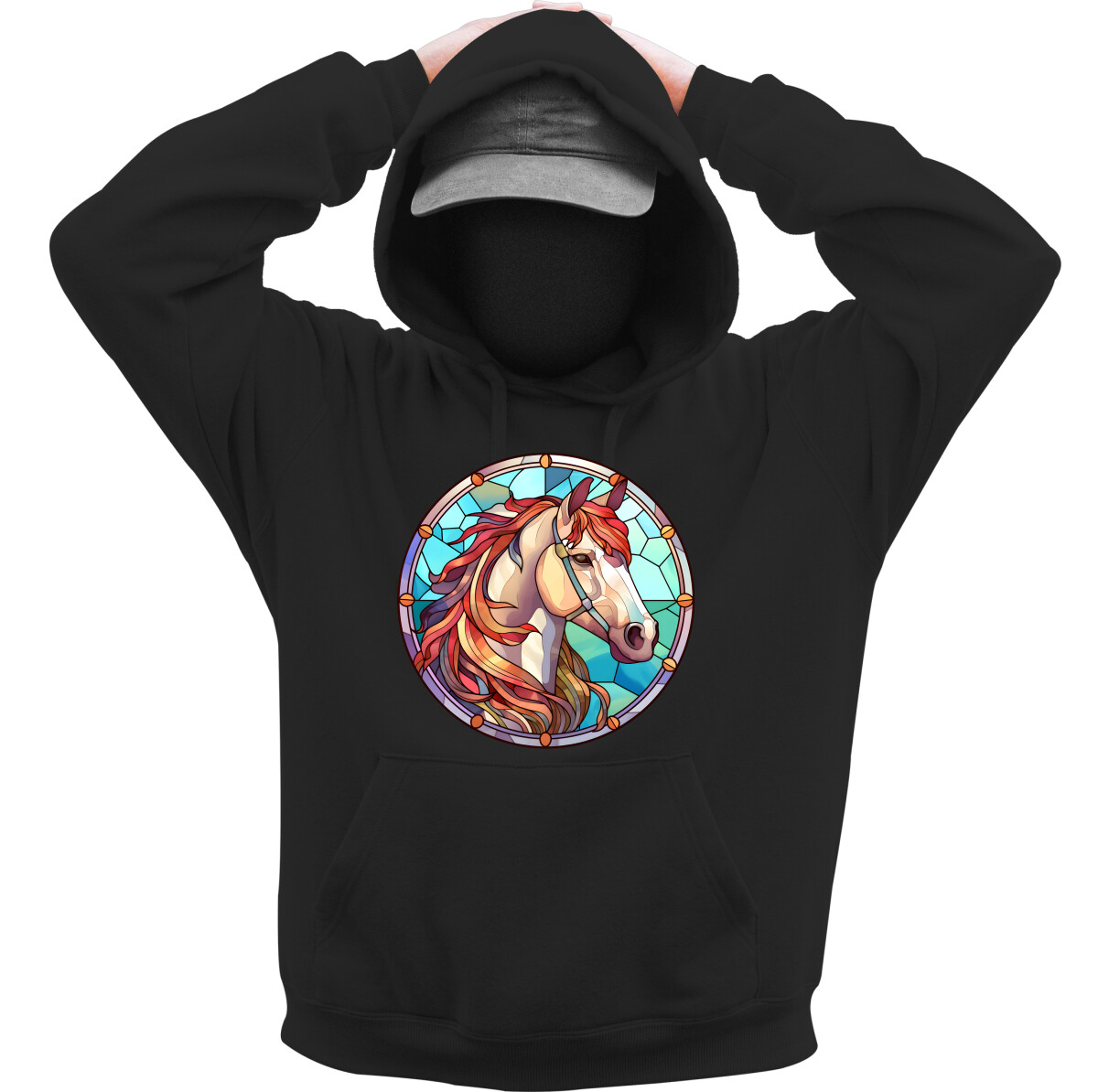 Kapucnis belebújós pulóver