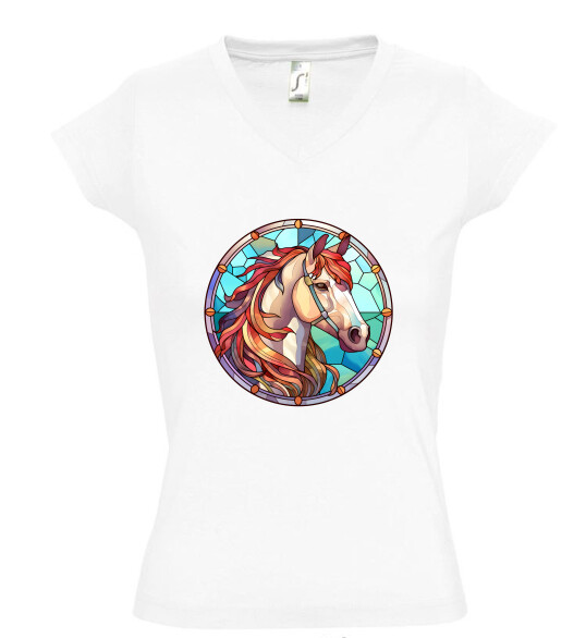 Női V nyakú póló