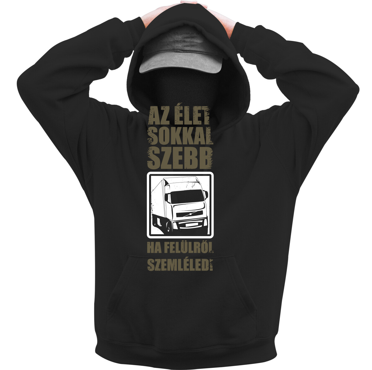 Kapucnis belebújós pulóver