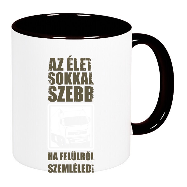 Színes fülű és belsejű bögre