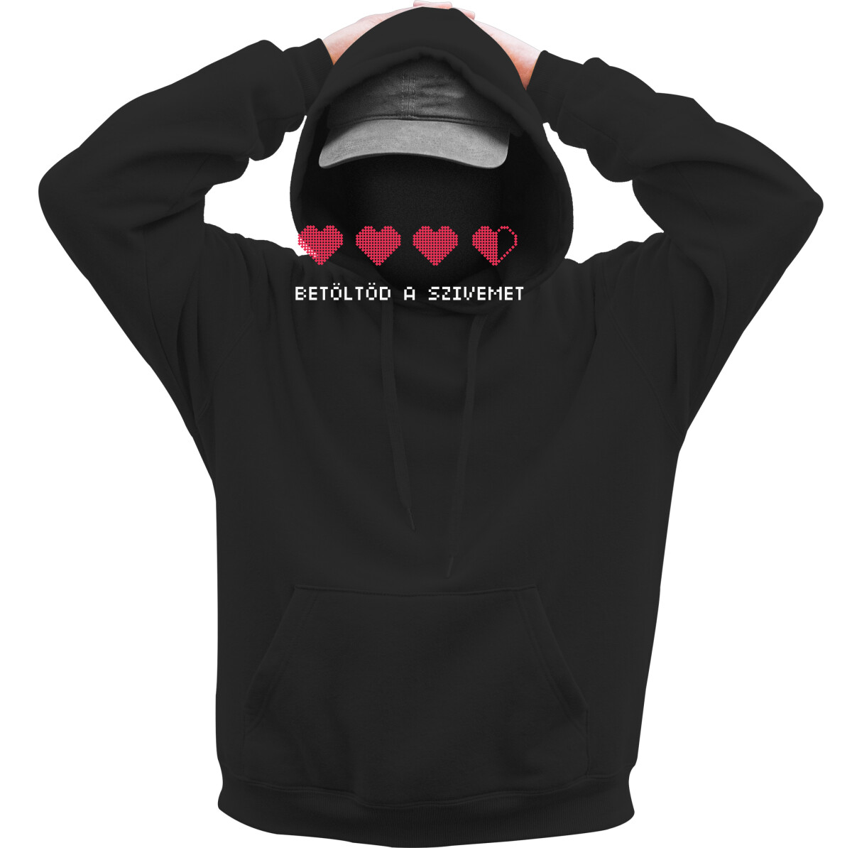 Kapucnis belebújós pulóver