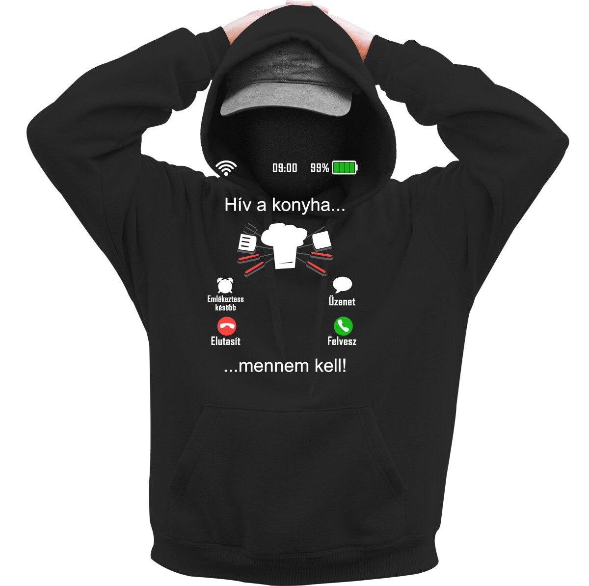 Kapucnis belebújós pulóver