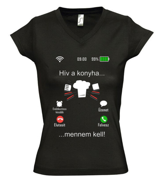 Női V nyakú póló