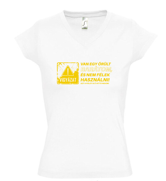 Női V nyakú póló