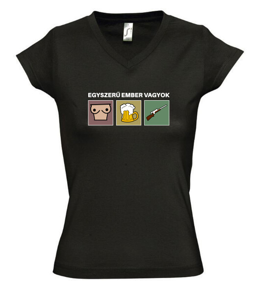 Női V nyakú póló