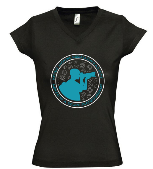 Női V nyakú póló