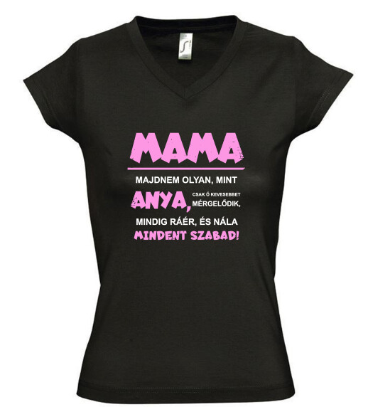 Női V nyakú póló