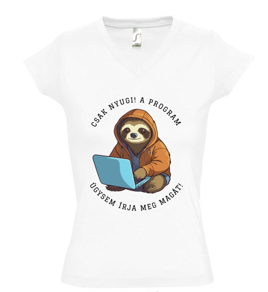 Női V nyakú póló