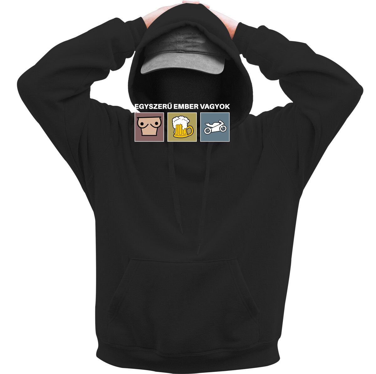 Kapucnis belebújós pulóver