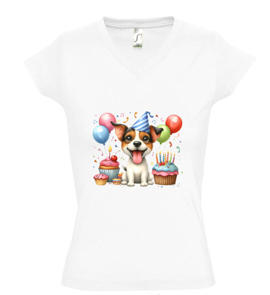 Női V nyakú póló