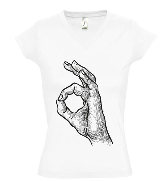 Női V nyakú póló