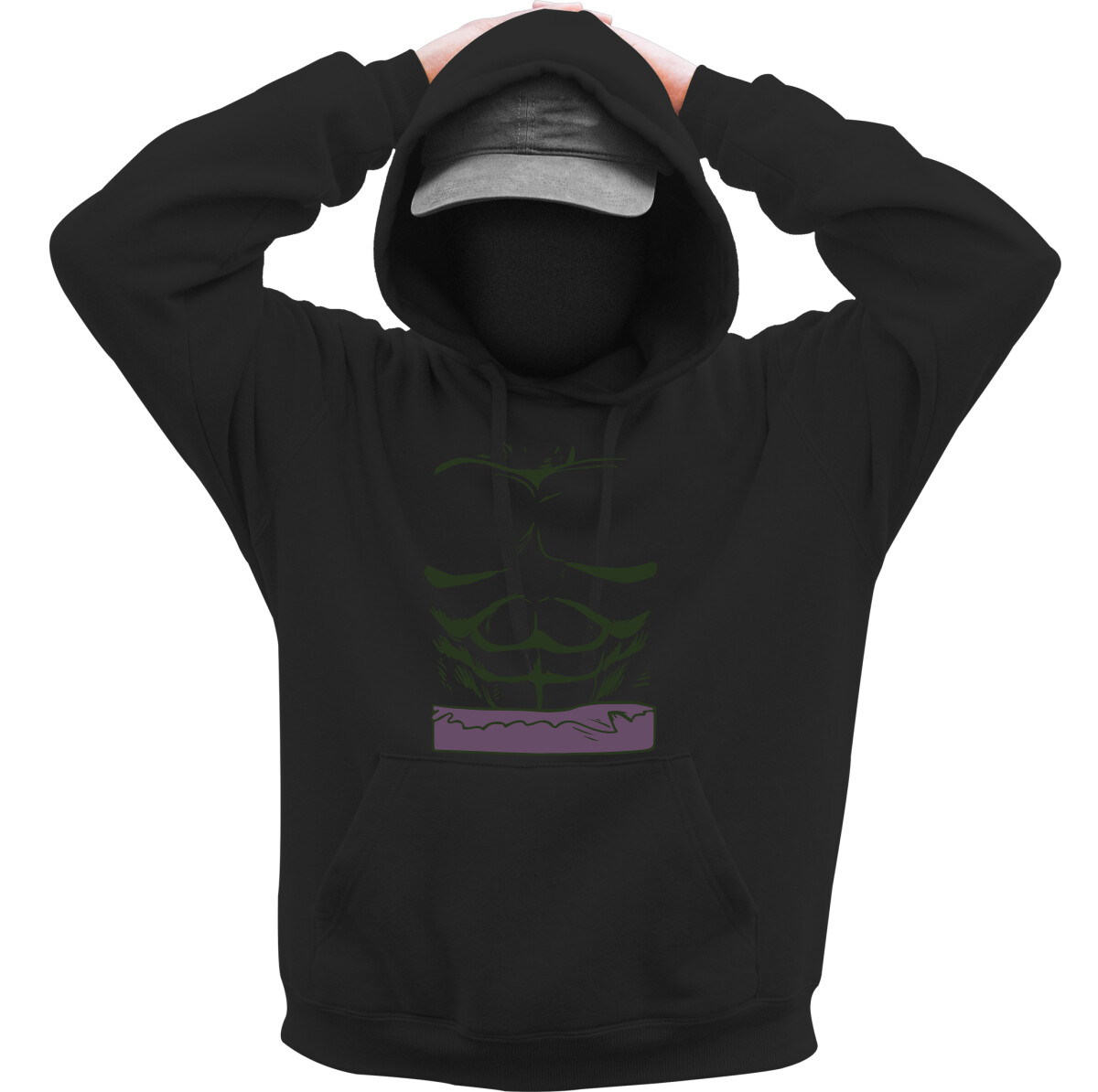 Kapucnis belebújós pulóver