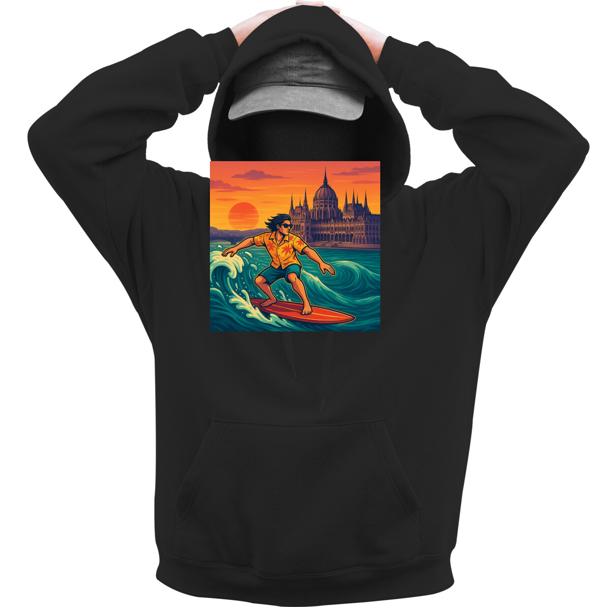 Kapucnis belebújós pulóver