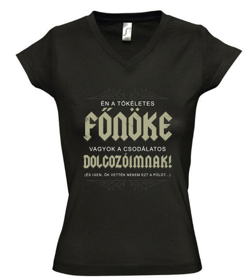 Női V nyakú póló