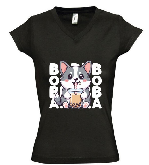 Női V nyakú póló