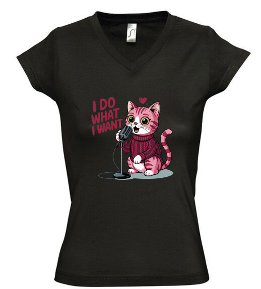 Női V nyakú póló