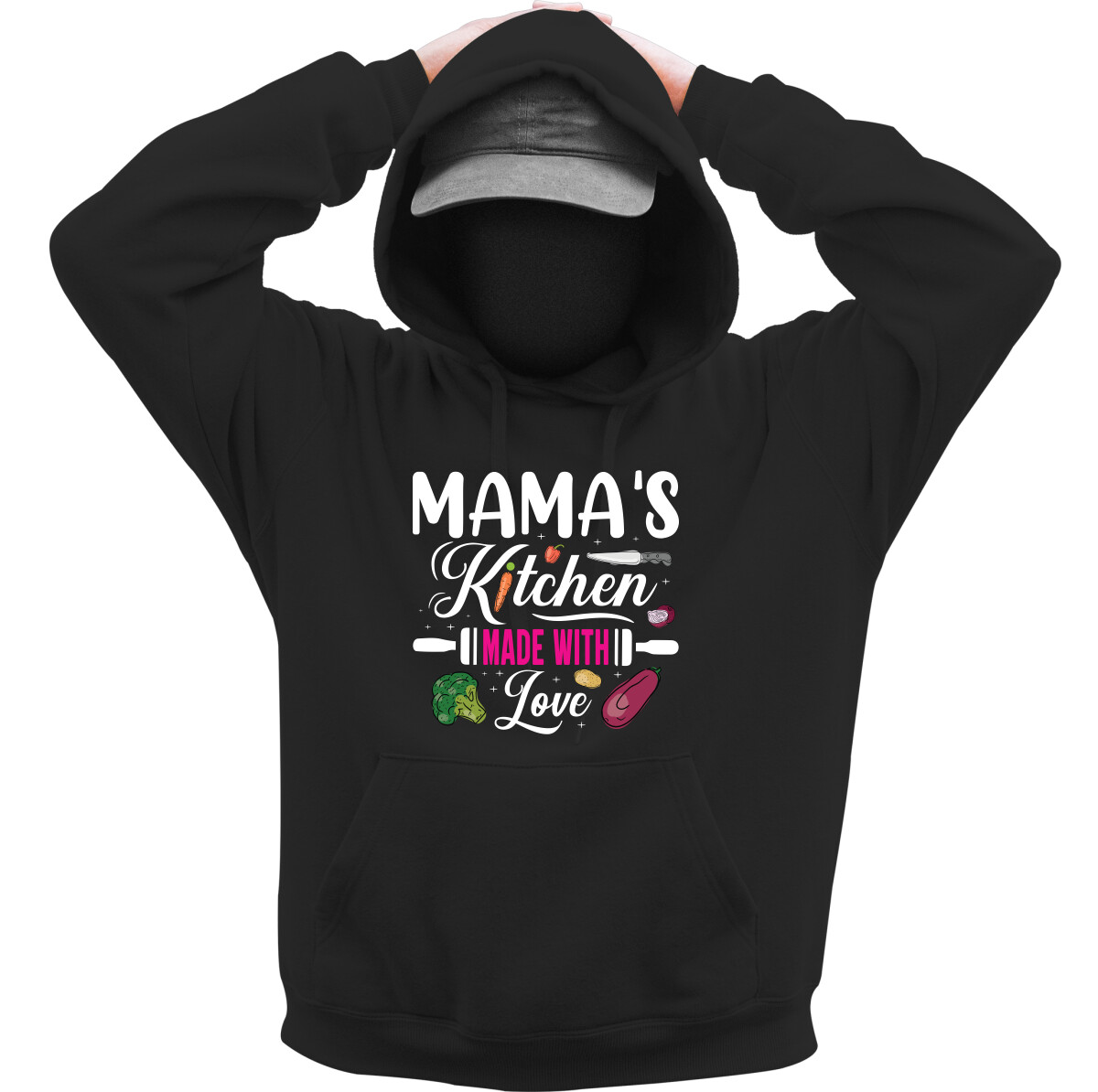 Kapucnis belebújós pulóver