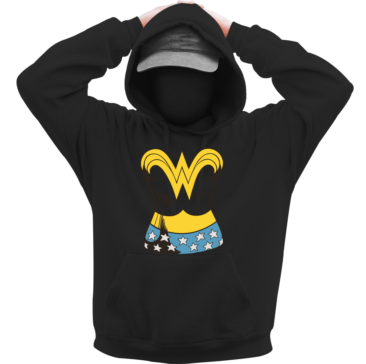 Kapucnis belebújós pulóver